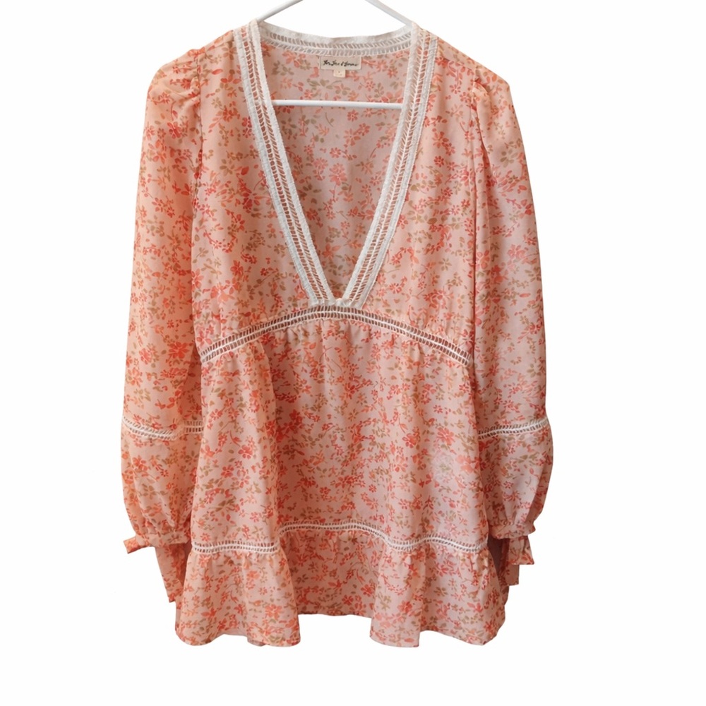 For Love & Lemons Pink Floral Crochet-Trim dress